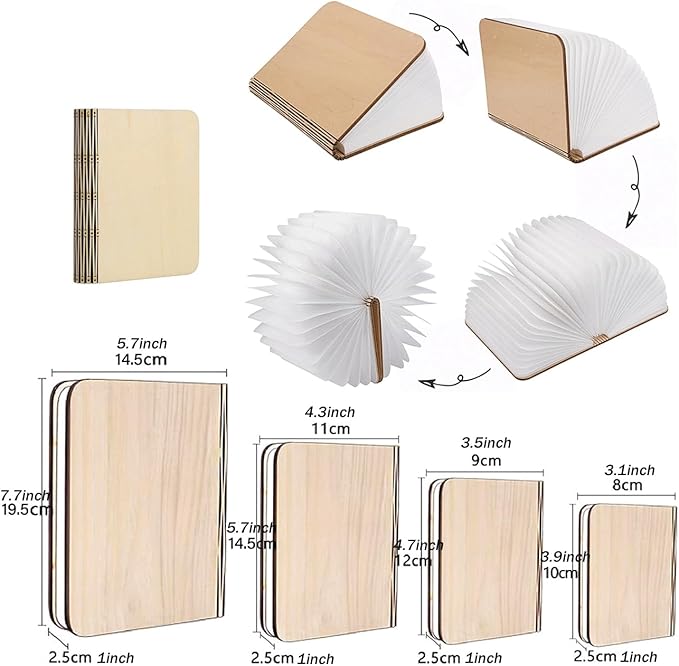 Foldable Wooden Book Lamp – Touch‑Controlled Warm‑Light Night Light