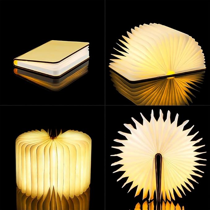 Foldable Wooden Book Lamp – Touch‑Controlled Warm‑Light Night Light