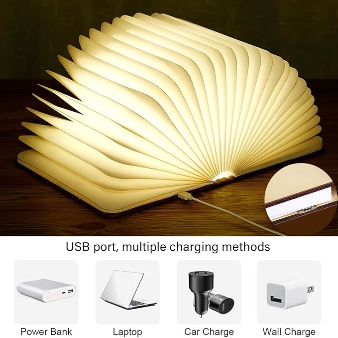 Foldable Wooden Book Lamp – Touch‑Controlled Warm‑Light Night Light