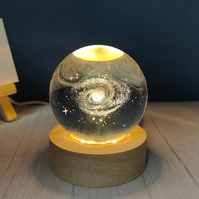 3D Crystal Ball Lamp – Laser-Engraved with the Name of Allah