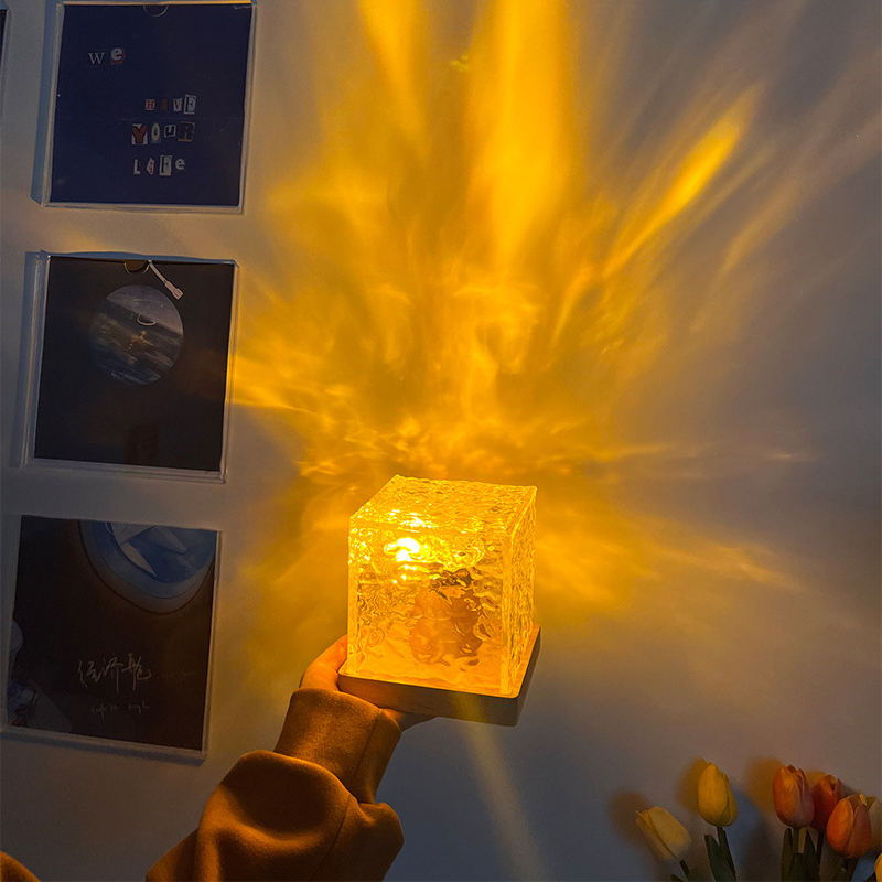 Aurora Ocean Wave Projector – RGB Cube Lamp with Remote