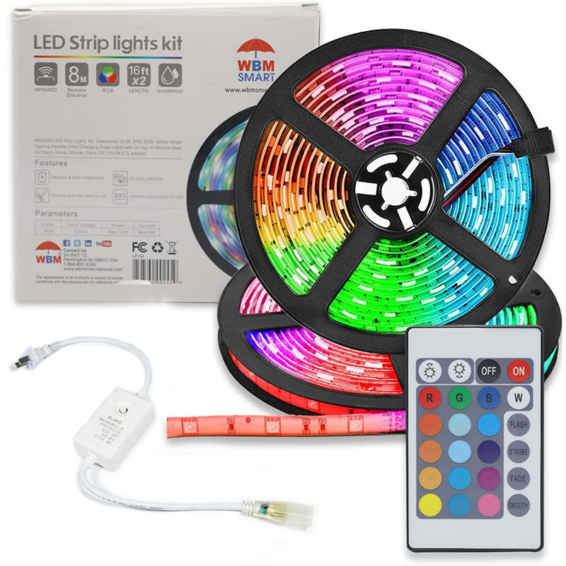 5m RGB LED Strip with Remote – 16 Colors, IP65