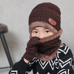 Winter Knit Beanie & Neck Warmer Set – Fleece-Lined Thermal Hat for Men & Women