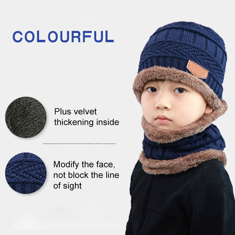 Winter Knit Beanie & Neck Warmer Set – Fleece-Lined Thermal Hat for Men & Women
