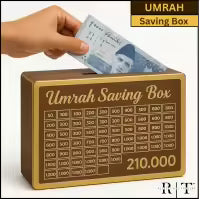 Umrah Saving Box – Wooden 280-Day Islamic Money Box